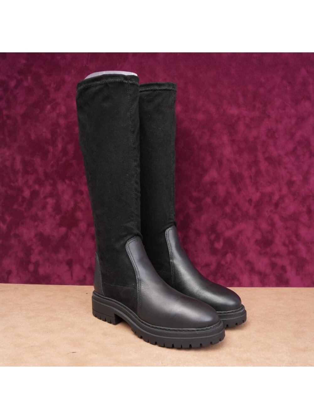 Chelsea Crew Women Olivia Stretch Festival party Slip Lug Knee Boots 6US EUR36